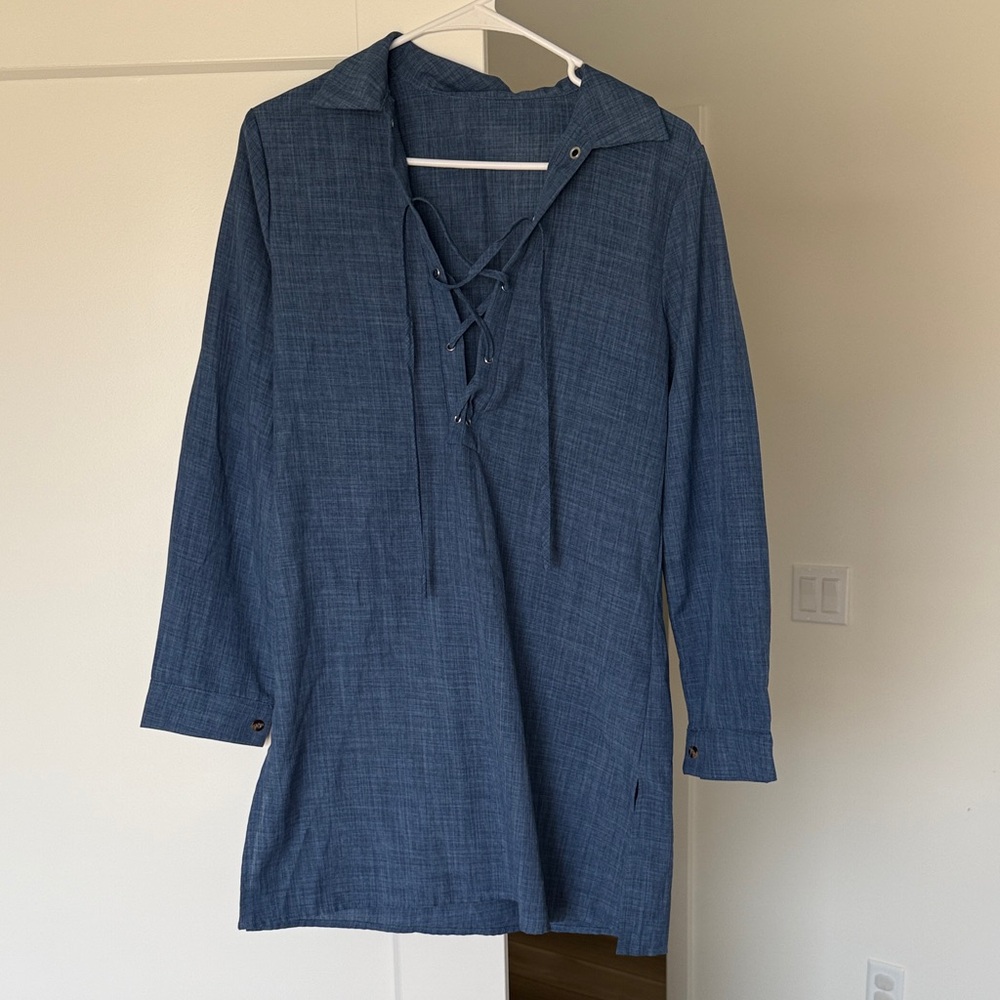 Women's Blue Denim Look Dress/Cover Up